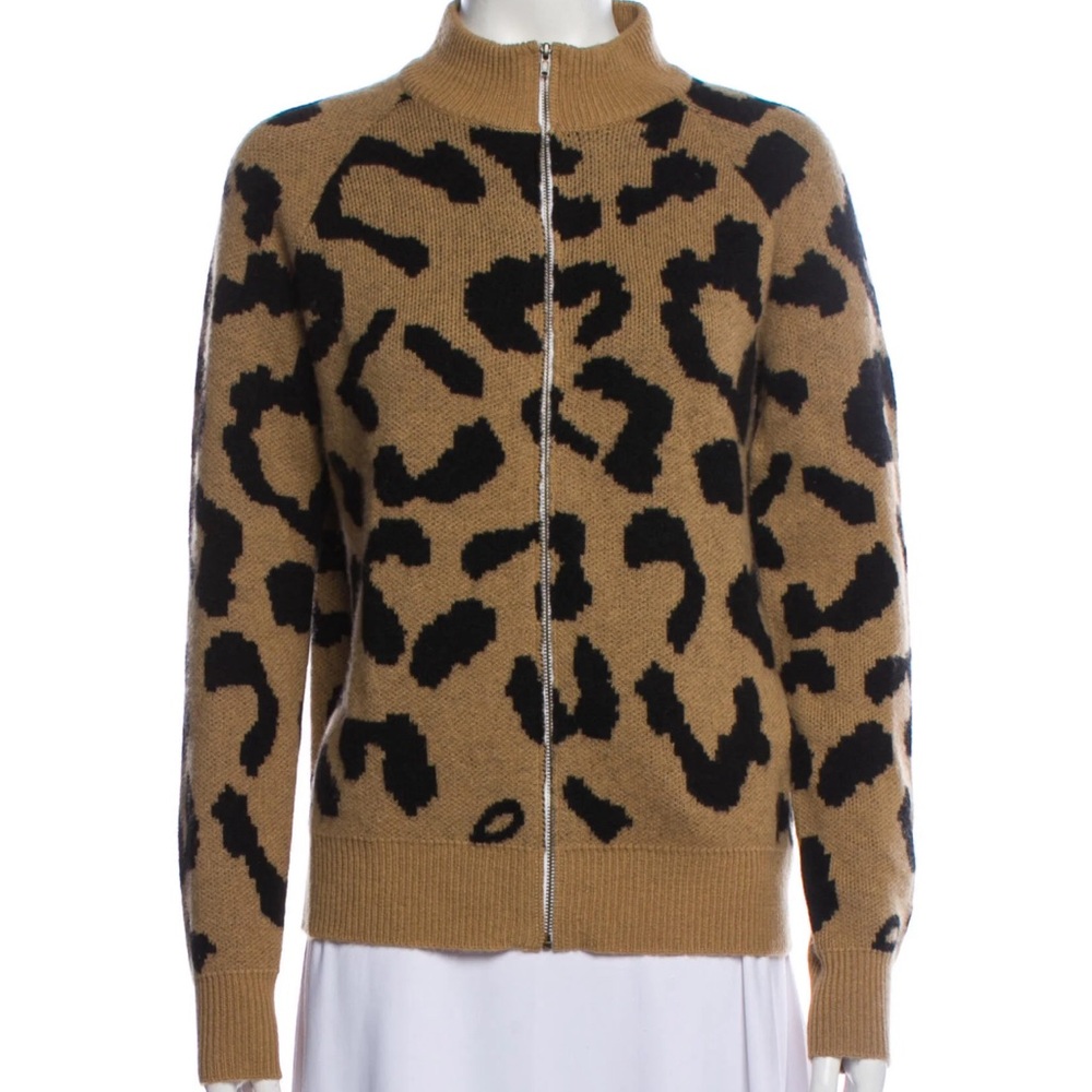 ๐ฅ MADELEINE THOMPSON Animal Print Mock Neck Zip Up Sweater and Pants Size S - Picture 17 of 17